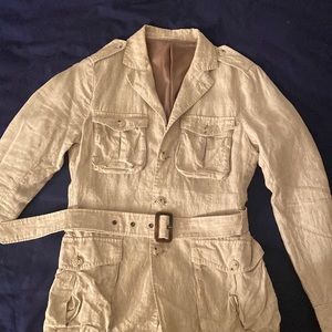 Beige 100% linen safari Jacket by Gutteridge Italy